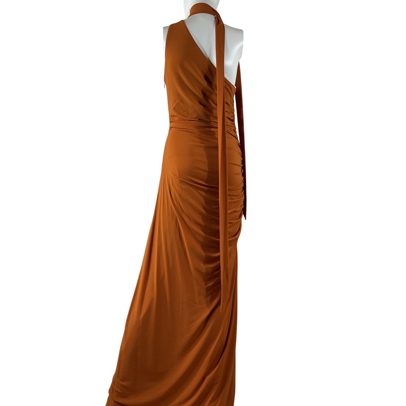 Halston Asymmetrical Orange Audrie Gown Size 6 — image 3 of 4